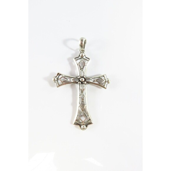 925 Filigree Christian Cross Pendant Fancy Saint John Silver Cross Pendant 1 - Picture 1 of 5